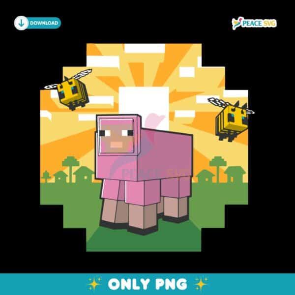 Pink Sheep Sunset Minecraft SVG