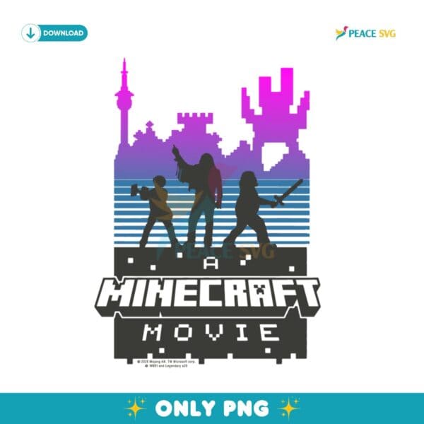 Retro A Minecraft Movie Castle Silhouette SVG