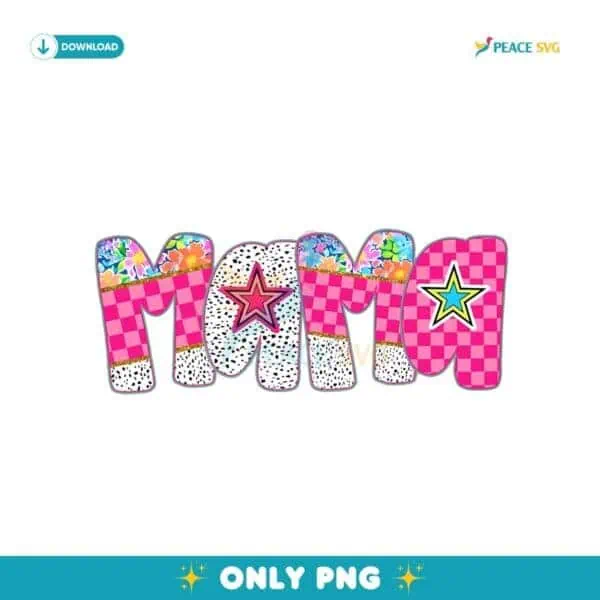 Retro Mama Preppy Checkered Floral Dalmatian Dots Png
