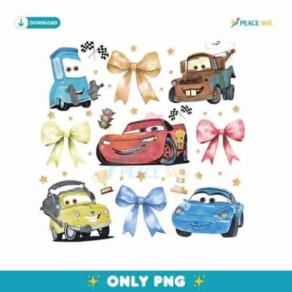 Retro Vintage Coquette Disney Cars PNG