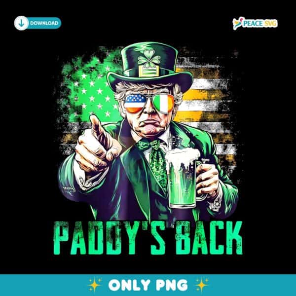 Retro Vintage Paddys Back Irish Trump American Flag PNG