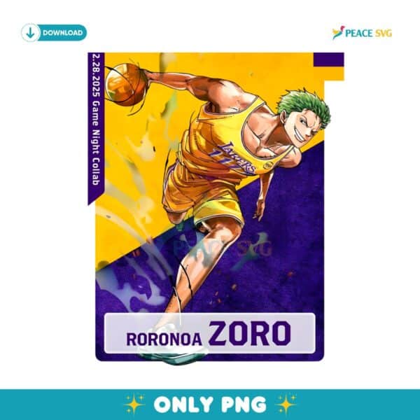 Roronoa Zoro Los Angeles Lakers X One Piece PNG