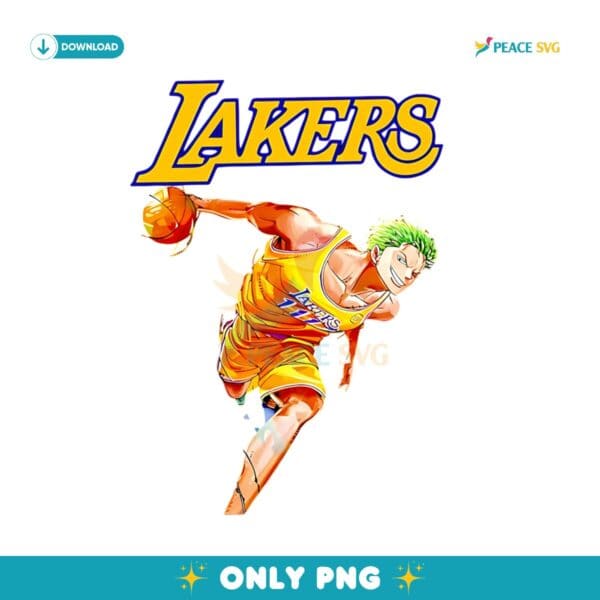 Roronoa Zoro One Piece x Los Angeles Lakers Basketball Png