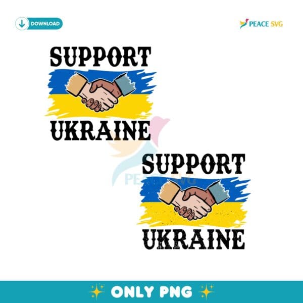 Support Ukraine Blue Yellow Vintage PNG