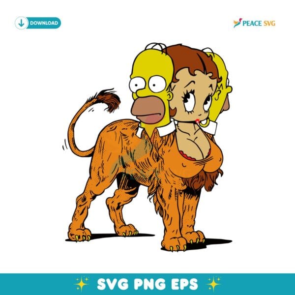 Three Headed Lion Homer Simpson And Betty Boop SVG