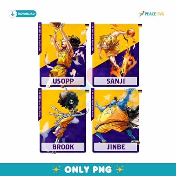 Usopp Sanji Brook Jinbe Los Angeles Lakers X One Piece PNG