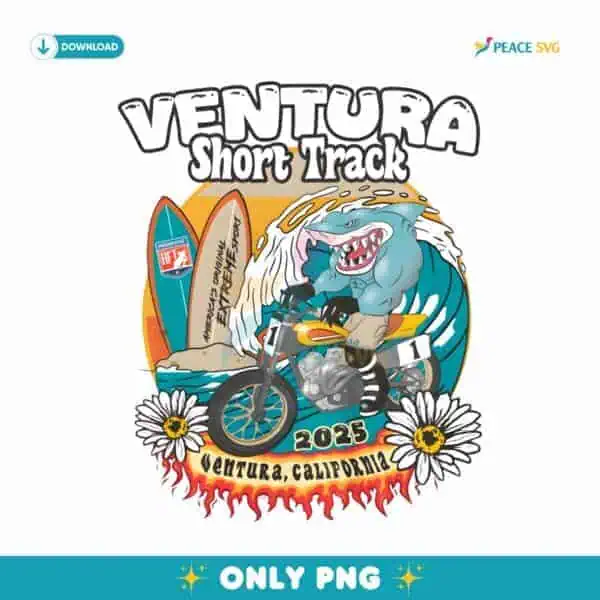 Ventura Short Track 2025 Shark Surfer PNG