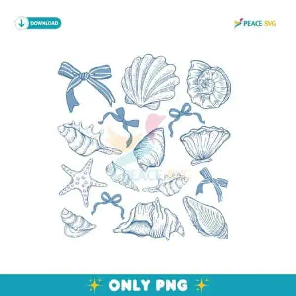 Vintage Coquette Seashell Beach Coastal Bow Png