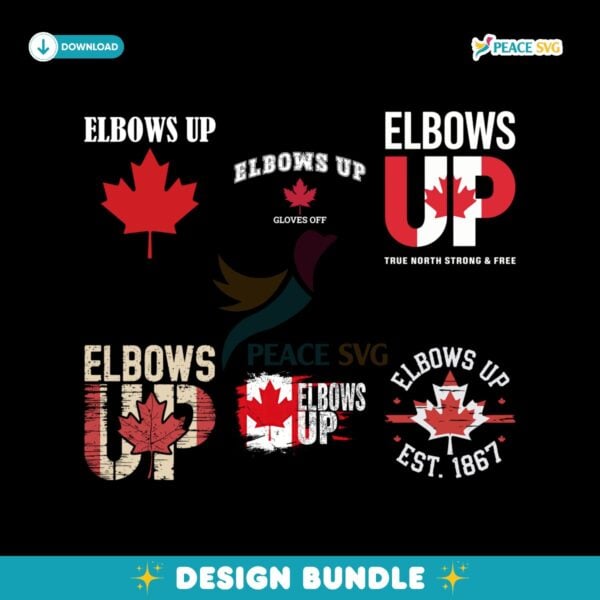 Vintage Elbows Up Canada True North Strong Png Bundle