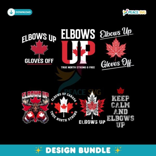 Vintage Elbows Up Canada True North Strong Svg Png Bundle