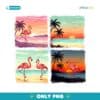 Vintage Flamingo Summer Beach Hello Summer PNG