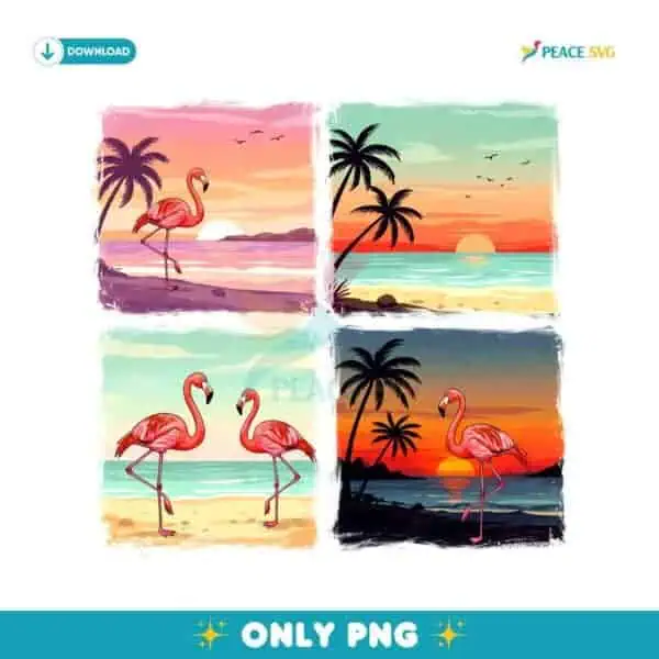 Vintage Flamingo Summer Beach Hello Summer PNG