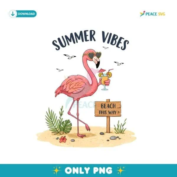 Vintage Flamingo  Summer Vibes PNG