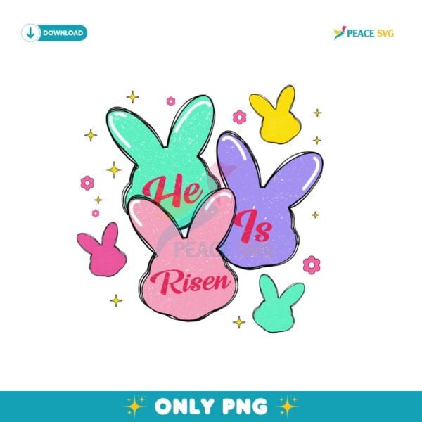 Vintage  He Is Risen Easter Bunny PNG