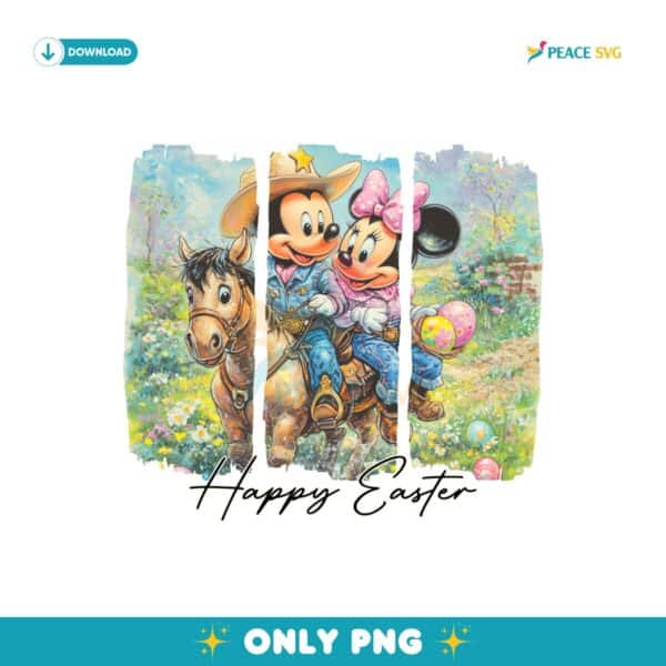 Vintage Howdy Easter Disney Mickey And Minnie Happy Easter Day PNG