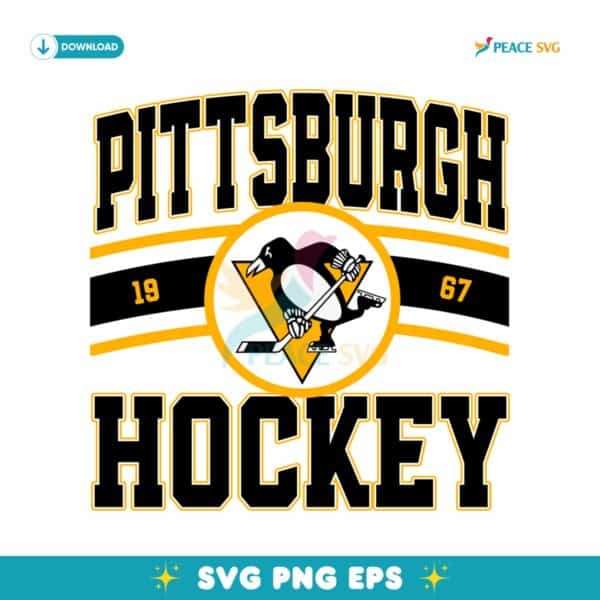 Vintage Pittsburgh Penguins Hockey Logo 1967 SVG