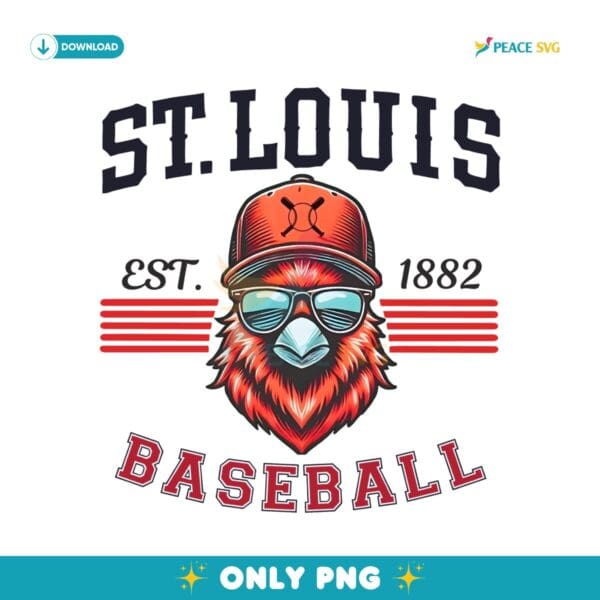 Vintage St Louis Cardinals Mascot Est 1882 Baseball Fans PNG