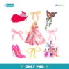 Watercolor Pink Princess Coquette Bow PNG