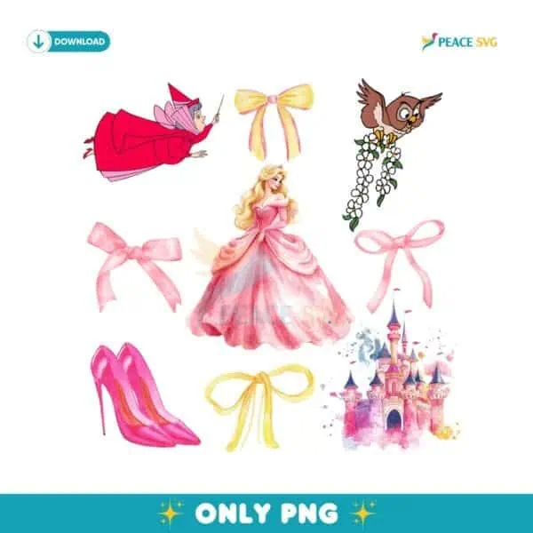 Watercolor Pink Princess Coquette Bow PNG