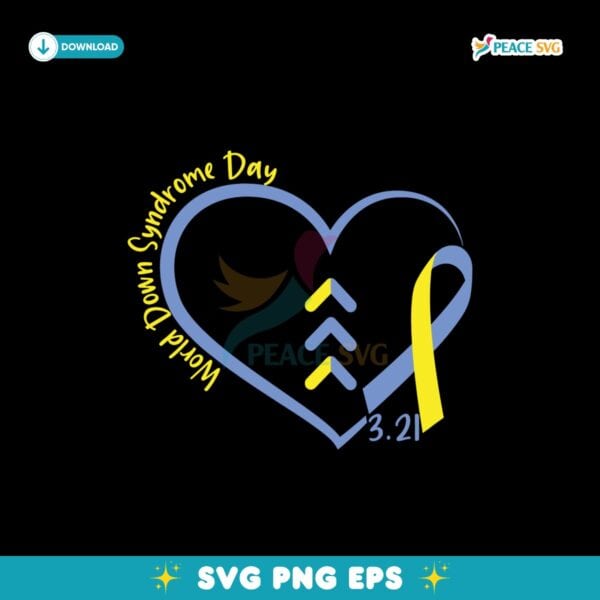 World Down Syndrome Day Heart Ribbon Awareness Svg