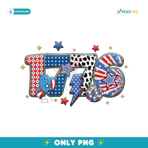 1776 Fourth of July Coquette Bow Lightning Png