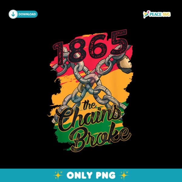 1865 The Chains Broke Juneteenth Png Sublimation