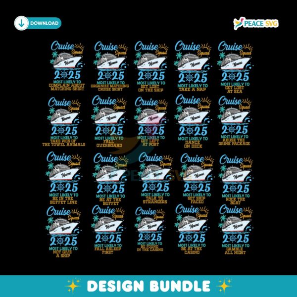 20 Files Custom Name Quotes Cruise Crew 2025 Bundle Png