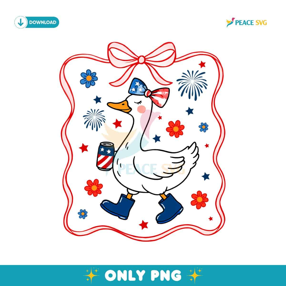 America Coquette Goose 4Th July Bows PNG