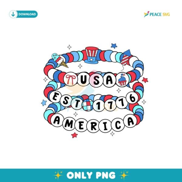 America Friendship Bracelet Girly 1776 Png