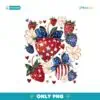Boho 4th of July Preppy Strawberries Patriotic Bow Png