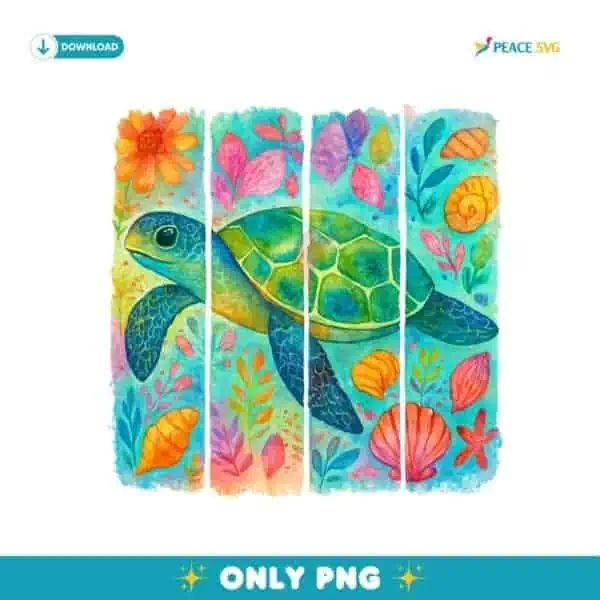 Boho Sea Turtle Beach Nautical Summer PNG
