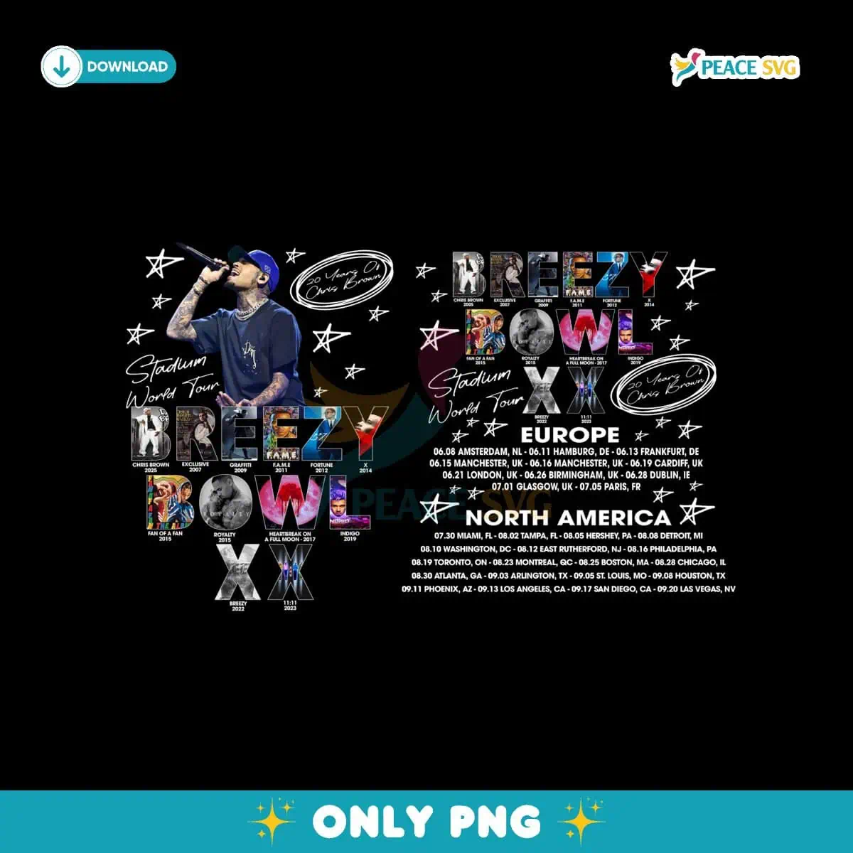 Chris Brown Breezy Bowl XX Tour PNG Digital File