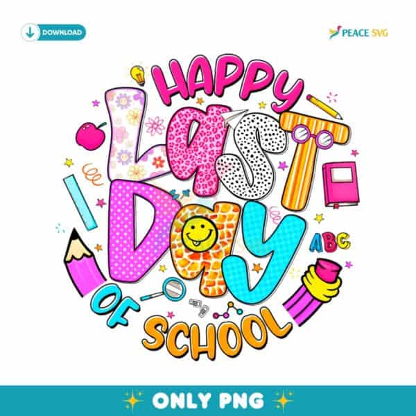 Colorful Happy Last Day Of School Icons PNG