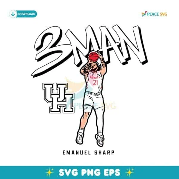 Emanuel Sharp 3Man Houston Cougars Guard Basketball SVG
