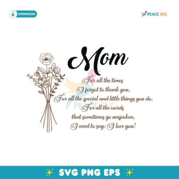 Floral Mothers Day Sign For Mom Thank You Svg