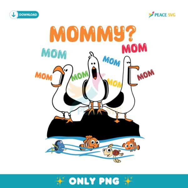 Funny Mommy Seagulls Ocean Animals Sublimation PNG