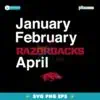 January February Razorbacks April Arkansas Razorbacks SVG