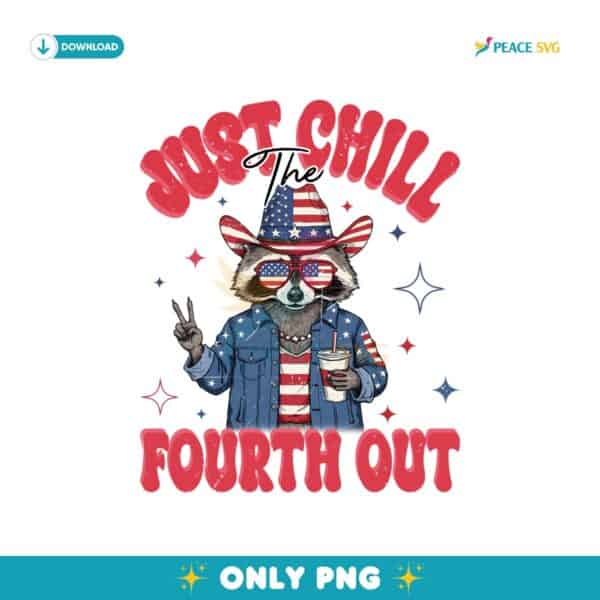 Just Chill The Fourth Out  Retro American Raccoon PNG