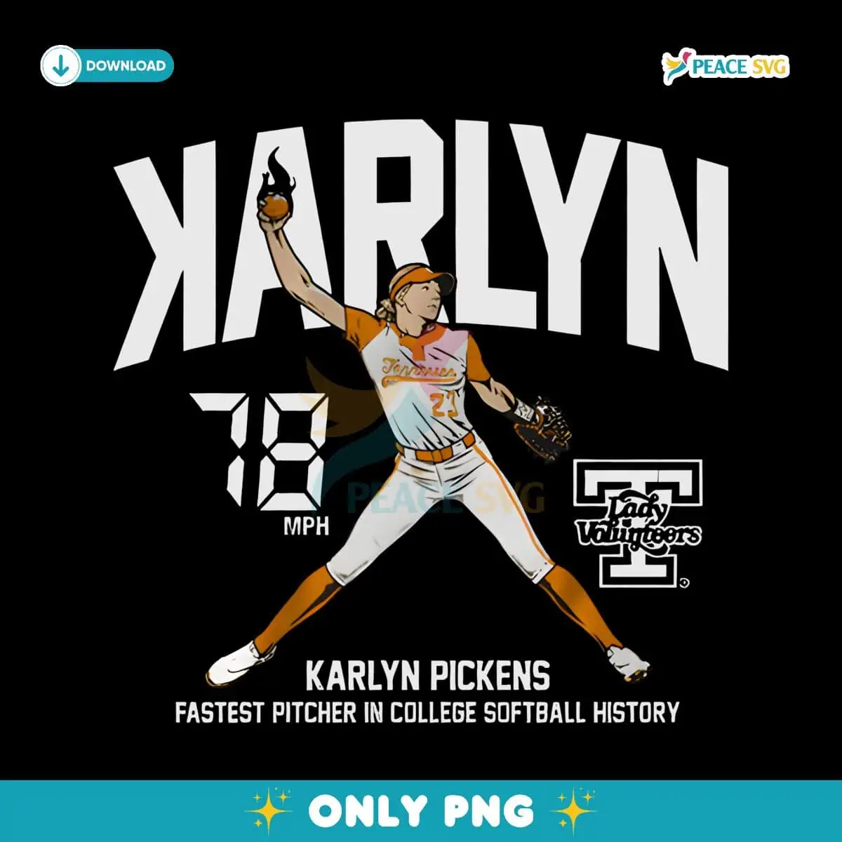 Karlyn Pickens Backwards K Tennessee Lady Volunteers Softball PNG