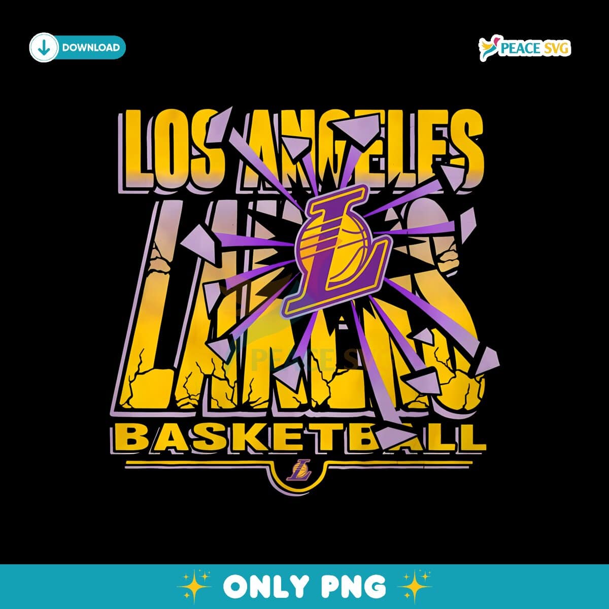 Los Angeles Lakers Basketball Break Vintage Png