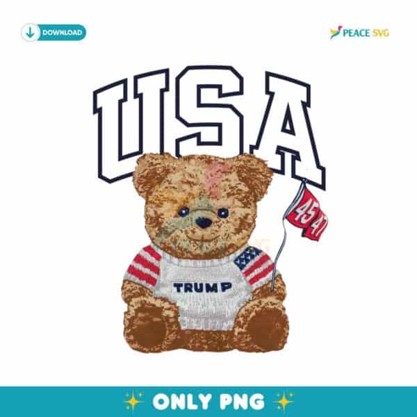 Patriotic USA Bear Trump 45 47 President PNG