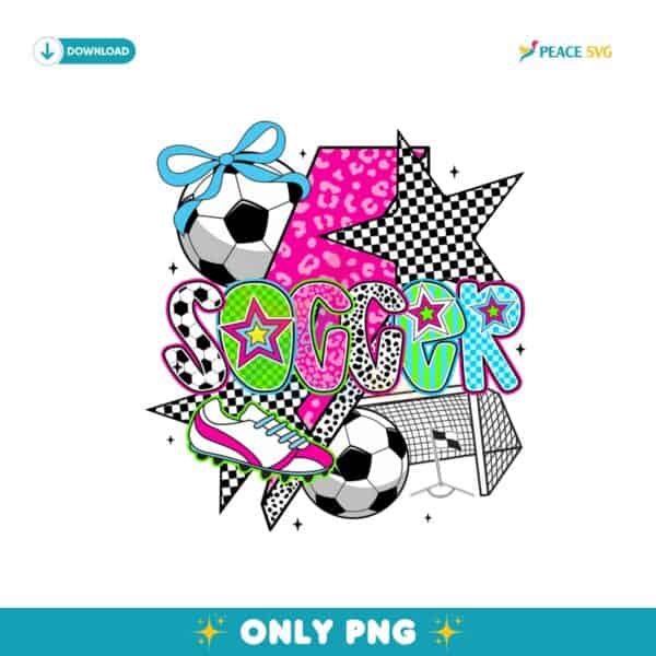 Preppy Soccer Coquette Checkered Star Mama Png
