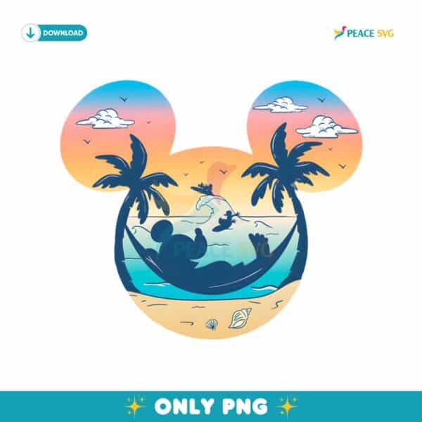 Retro Mickey Summer Vibes Tropical Disney Beach PNG