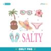 Summer Aesthetic Salty With Bow Bun Sunglasses Bikini And Flip Flops PNG