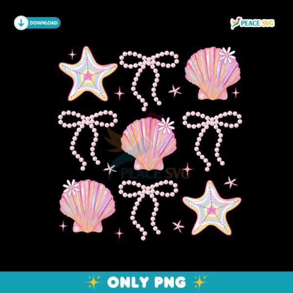 Summer Clam Starfish Coquette Bow Vibes Pink Clam Png