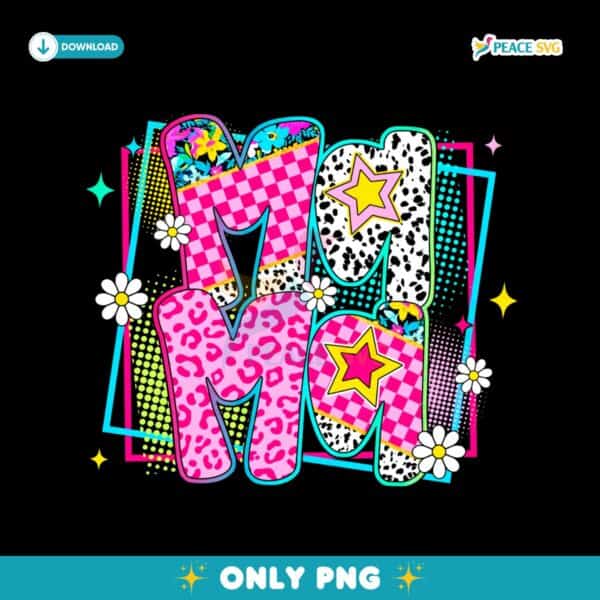 Vibrant Floral Mama Leopard And Daisy PNG