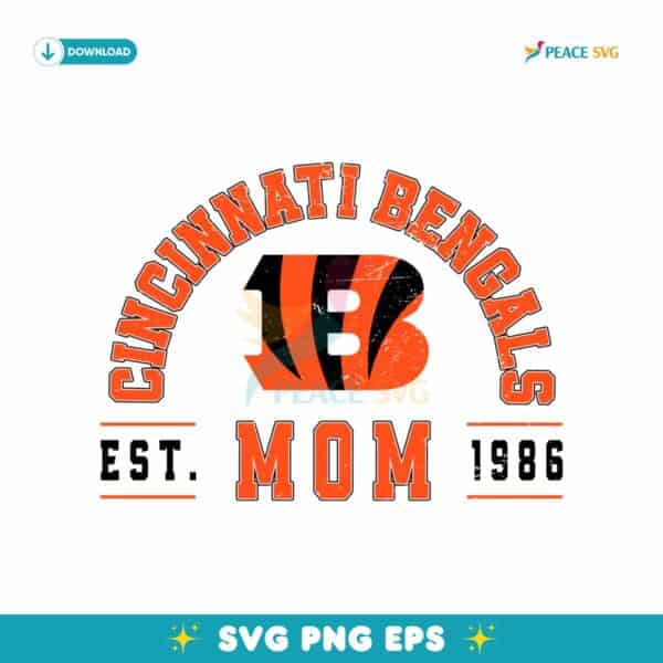Vintage Cincinnati Bengals Football Mom Arched Est 1968 SVG