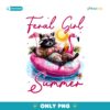 Watercolor Feral Girl Summer Raccoon Beach Vibes PNG