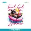 Watercolor Feral Girl Summer Raccoon Beach Vibes PNG