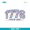 1776 Floral Varsity Patriotic Faux Embroidery PNG